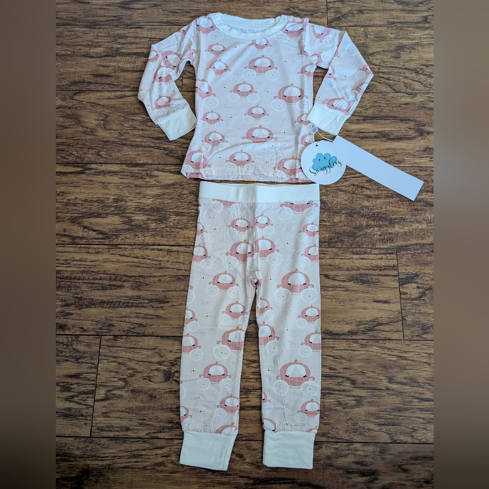 NWT Bamboo Pink Princess Carriage Long Sleeve 2 Piece‎ Pajama Set
